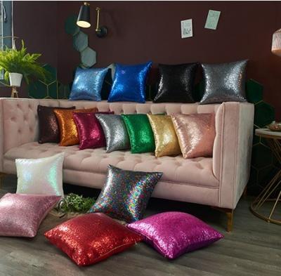 China Hot Selling INS Christmas Color Sequin Pillow Case Viable Home Party Wholesale Cushion Cover for sale