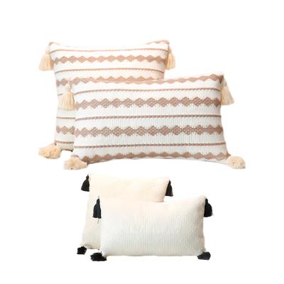 China High Quality Sustainable Tassel Stripe Cushion Cover Bohemian Home Furnishings Sheer Cotton Cushion Cover for sale