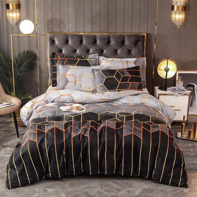 China Fashion superior geometric pattern anti-pilling reactive printing and dyeing polyester bedding set for sale