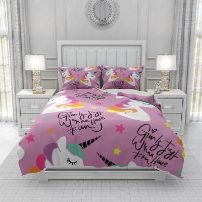 China 2021 King Size Luxury Bed Sheet Cotton Manufacturers 3 PC Disposable Bedding Set Cartoon 100% for sale