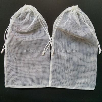 China Promotional Custom Logo Small White Drawstring Security Mesh Bag for sale