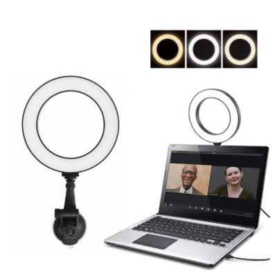 China Color Tempurate 2022 New Products 6inch Adjustable Portable Selfie Ring Light LED Video Conference Lights With Suction Cup Laptop Live Flowing Fill Light for sale