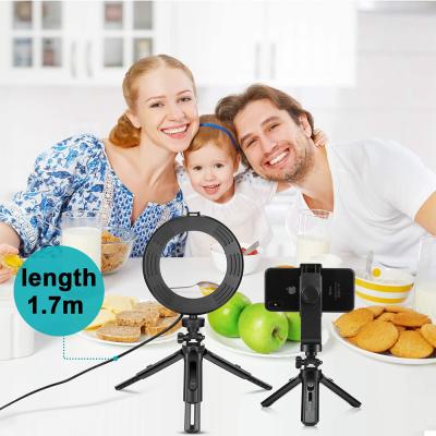 China Supplier Customized Cheap Soft Collapsible Dimmable Selfie Adjustable Color Tempurate Mini 6 Inch Led Ring Light Photography With Desk Stand for sale