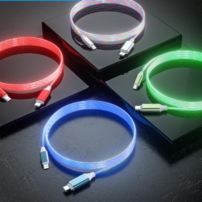 China Mobile Phone Strip LED Cable 3A Glowing Fast Charging Cable 1M Type C Data Transfer High Speed ​​Cable Flame Flowing Light For iPhone iPad IOS for sale