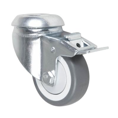 China Durable Lightweight Swivel OEM 75mm TPR+PP Swivel Type Bolt Hole With Metal Total Brake Caster for sale