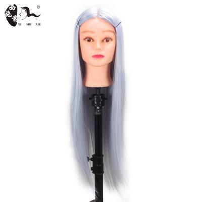 China Wholesale Price 50cm Styrofoam Mannequin Head XISHIXIUHAIR Synthetic Hair Training Mannequin Head 220g For Hairdresser for sale