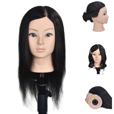 China Free Shipping 16Inch Training Head XISHIXIUHAIR Inflatable Hair Training Head 100% Asian Hair Training Doll Head Manikin for sale