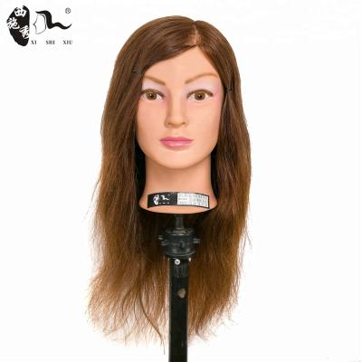 China Silky Straight Wave 50cm 100%Human Hair Practice Cutting MannequinHead For Beauty School for sale