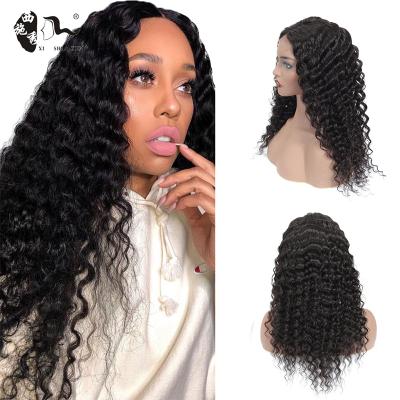 China XISHIXIU Deep Wave 13x4 Lace Frontal Wholesale Cheap Wig Deep Curly Raw Virgin Cuticle Aligned Human Hair Wigs Brazilian Hair Lace Front for sale