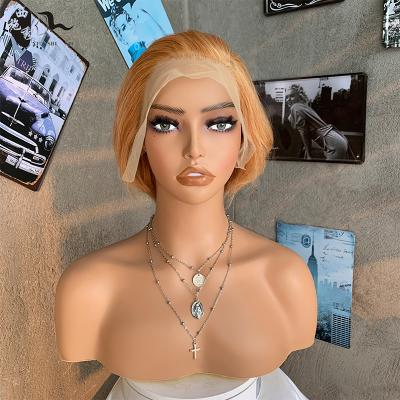 China XISHIXIUHAIR Human Wig Glueless Virgin BO Wig Straight Blonde Curly Pixie Cut 13x4 Front Lace Frontal Hair Wif Janet Virgin Hair for sale