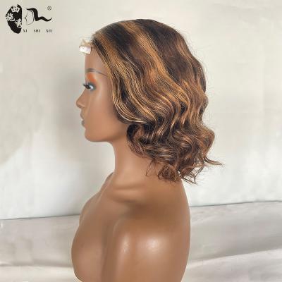 China Jerry Curl 4x4 Honey Blonde Ombre Mixed Color Accent Human Hair BOB Wigs Remy Brazilian Virgin 150% Lace Front Human Hair Wigs T4/27 for sale