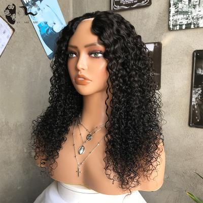 China Cheap Glueless Wave V Part Wig Cheap Deep Curly Curly V Part Wig Thin Curly Hair Thin Wigs For Women Cut In Hair Extensions for sale