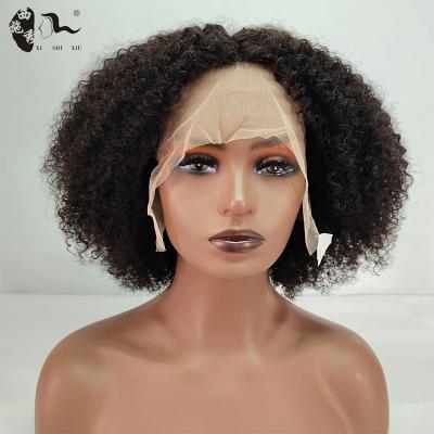 China Hot Sale Afro Kinky Curly Short BOB Lace Front Human Hair Wigs For Women Color T Part Lace Up 150% Density Brazilian Remy Hair Wigs for sale