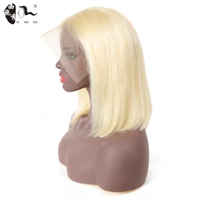 China Cheap Peruvian Bob Wig 613 Blonde Colored Bob Wig, Hd Transparent Raw Virgin Full Lace Hair Wig, 100% Bob Wig Human Hair Lace Front for sale