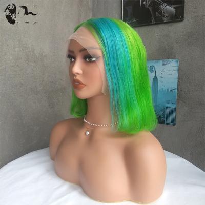 China Brazilian Blonde Gray Orange Color Short Bob Yellow Blue Red Pink Virgin Hair Wigs Colored BOB WIGS Bob Lace Front Human Hair Cut Wigs for sale