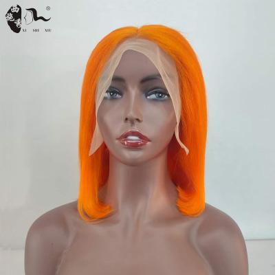 China XISHIXIU Brazilian Bob Hair Cuticle Aligned Hair Bob Lace Wig, Best Hair Lace Front Wig Orange Color Women Wigs For for sale