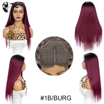 China XISHIXIU Silky Straight HAIR 26inch T-Part Lace Front Wig Hair Blend Wigs Silky Straight Lace Front Wig Not Full Synthetic for sale