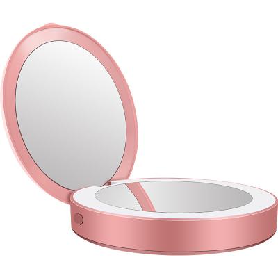 China Travel Custom Double Sided Compact Cosmetic Mirror Logo Lighted Led Custom Handheld Makeup Mirror Handheld Mirror for sale