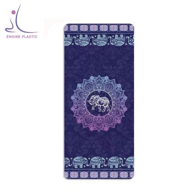 China Custom Anti-Slip Durable Washable Waterproof Branded Logo Screen Printing Travel Suede Yoga Mat Custom Printing Suede Yoga Mat for sale