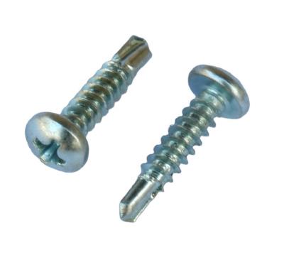 China Pan Blue Zinc Cross Recess Pan Self Drilling Head Screw for sale