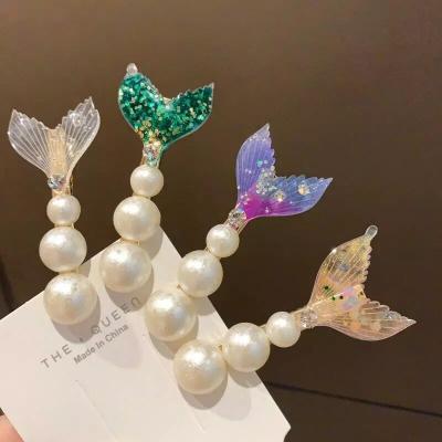 China Fashional Pretty Lady Cupid's Cute Fashional Lady Cupid's Emerald Heart Whisper Side Platypus Clip Acrylic Fishtail Clip Arrow Mermaid Hairpin for sale