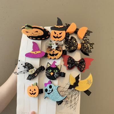 China Cute Hair Bun Maker Halloween Hairpin Children's Holiday Hair Accessories Pumpkin Ghost Bat Hairpin for sale