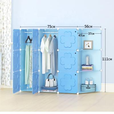 China eco-friendly assemble portable diy cube plastic closet wardrobe for sale