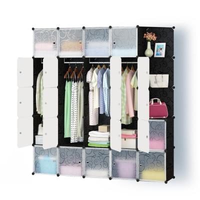 China Eco-friendly Wardrobe PP Plastic Wardrobe Panel DIY Bedroom Folding Wardrobes Cheap for sale