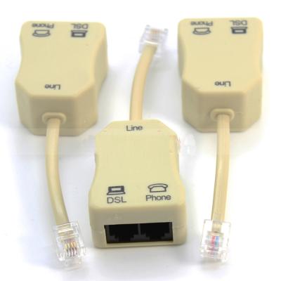 China ABS 2 Into 1 DSL Telephone Splitter RJ45 RJ11 Splitter Connector for sale