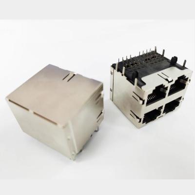 China audio & Video 2x2 Stacked RJ45 Connectors , Multi Port Base-T RJ45 10/100 Transformer for sale