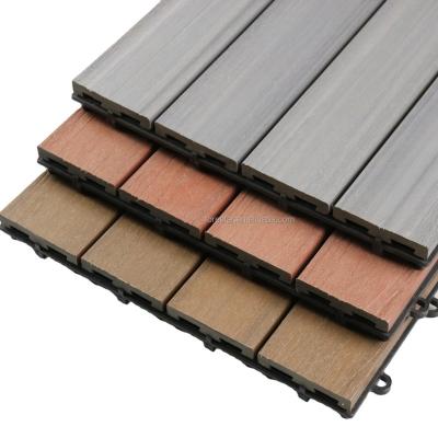 China Waterproof/eco-friendly/UV-resistant/anti-water/non-slip/easy install New 300*300*22 Wpc Decking Teak Wood Flooring Wood Plastic Composite Wood WPC Tiles DIY Tiles for sale