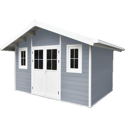 China E2843 4M*3M Easily Assembled Light Gray Storage Shed For Sale High Quality Outdoor Steel Wood Frame Gray Surface Garden Tool Color Feature From China for sale