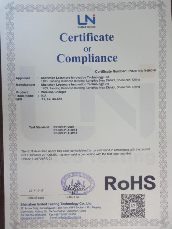 RoHS - Shenzhen Lessmore Innovation Technology Ltd.