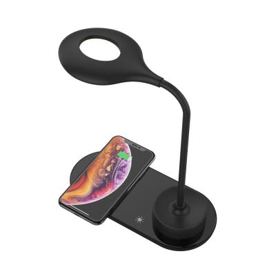 China Mini LED Light 2020 Modern Flexible Neck Goose Arm Light Book Reading Night Promotion Light with Wireless Charging Station for sale