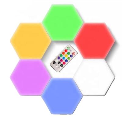 China Rebow Modern Drop Stock Wall Mounted Magnetic Quantum DIY Shipping White Touch Led Hexagon RGB Night Lights for sale