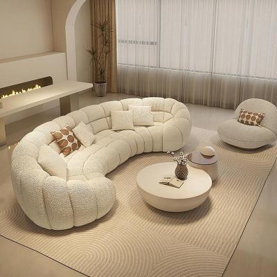 China Custom Straight Furniture Muebles De Sala Modern Sofa Curved Sectional Bubble Sofa Lamb Cashmere Lambskin Fabric Football Sectional Modular Furniture for sale