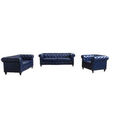 China OEM Antique Sofa Set European Chesterfield Sofa Tufted Furniture Comfortable Living Room Set for sale