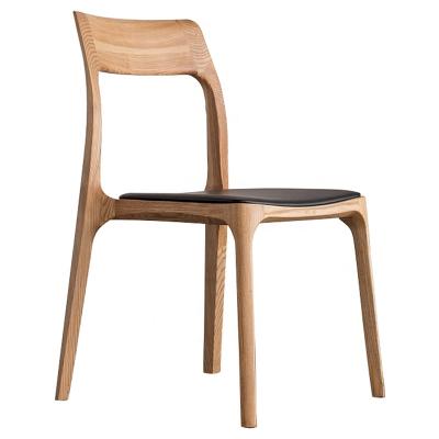 China High Quality Modern Oak Wood Stackable Dining Chairs Modern Oak Solid Wood Dining Curved Back Chairs With Vinyl Seat for sale