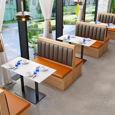 China Modern tables and luxury hotel marble booth seating modern cafe wood dining table and leather booth sofas with storage space set for sale