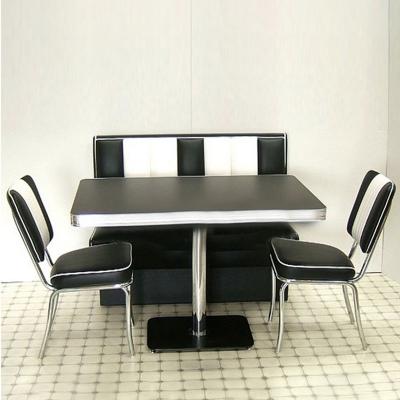 China Mid Century Retro Black and White American Style Bel Air Table and Booth Set 50s Retro Bel Air Dining Seating Furniture for sale