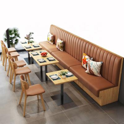 China Modern High Quality With Storage Space Bistro Vinyl Sofa And Table Furniture Brown Diner Table And Chairs Wood Set for sale