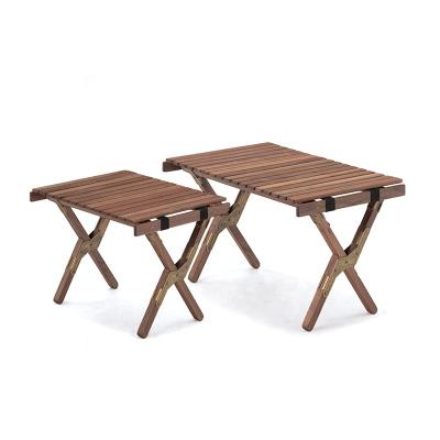 China Minimalist Naturehike Glamping Furniture Outdoor Foldable Walnut Wooden Egg Roll Table for sale