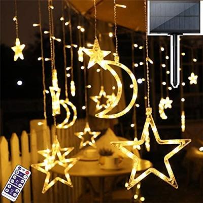 China Outdoor Decoration Solar String Lights Christmas Garden Star Moon Super Bright 138 LED Outdoor Decoration 8 Modes Wholesale for sale