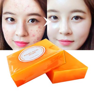 China Handmade private label wholesale kojic soap facepapaya base acid whitening brighten bar soap for sale