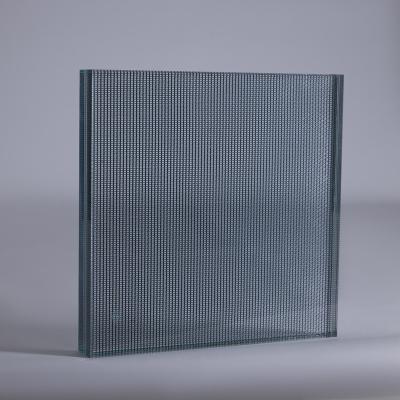 China Supermarket Toughened Fabric Mesh Wire Interlayer Decorative Construction Laminated Glass for sale