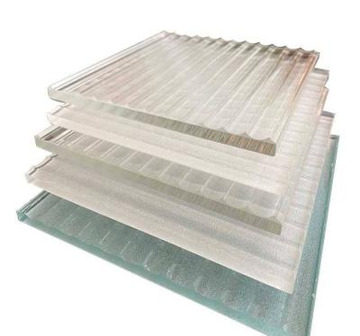 China Supermarket Fluted tempered pattern glass 3mm-12mm clear toughened pattern glass color decorative window for sale