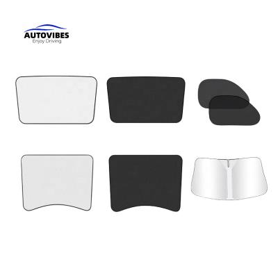 China Heat Insulation and White Sunshade Unsegmented Collapse Sunroof Car Window Sunshade Magnetic Car Sunshade for Tesla Car White for sale