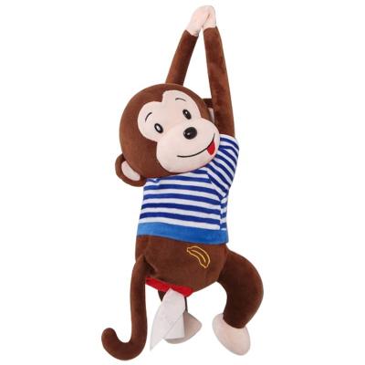 China Cute/Cartoon Cute Monkey Pink Blue Coffee Color Multi Car Mounted Hanging Tissue Box Lid Holder Creative Tissue Box For Car for sale