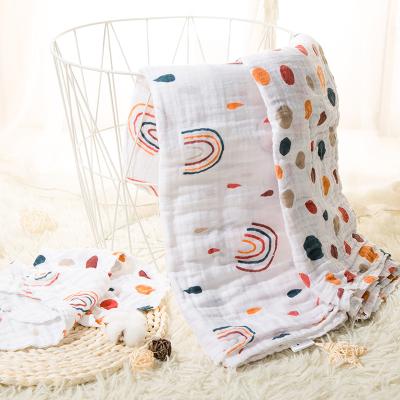 China Portable Most Popular Babies Cotton Super Soft Merry Pattern 100% Organic Muslin Wrap Blanket for sale