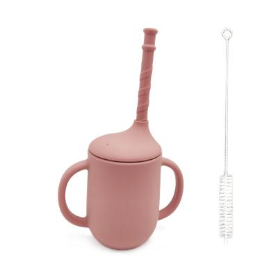 China Hot Selling BPA Free Straw Baby C'dear Silicone Detachable Drinks Cup With Straw Brush for sale